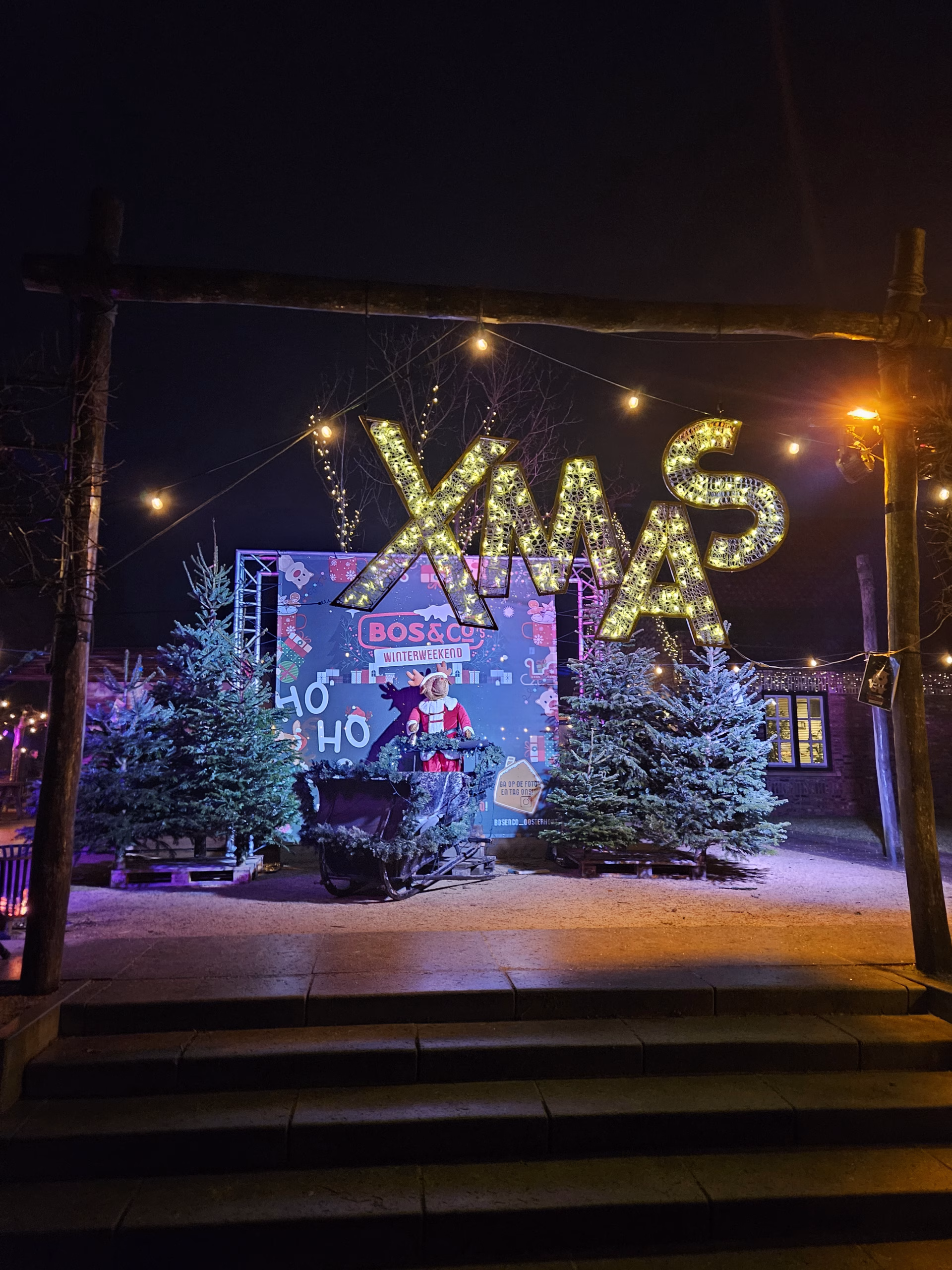 Kerstdecor bij avond als publiekstrekker